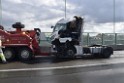 Schwerer LKW VU PKlemm A 4 Rich Olpe auf der Rodenkirchener Bruecke P443